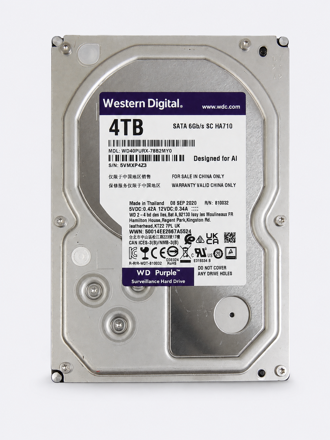 WD Purple 4TB hard drive